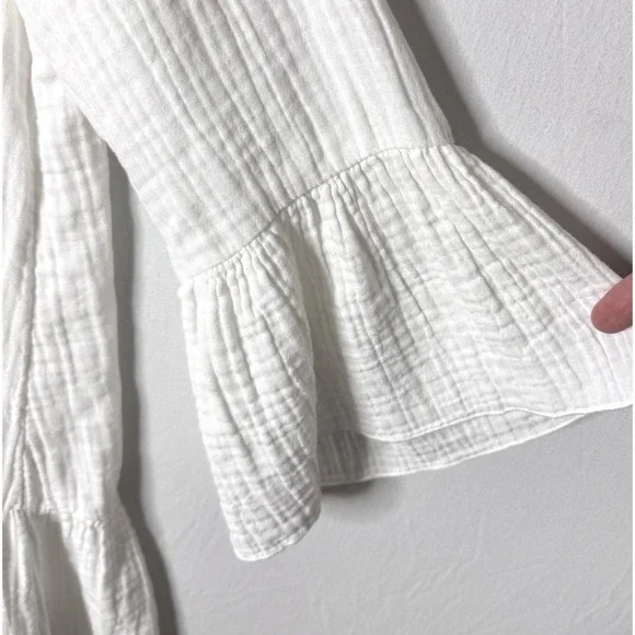 Faherty Kasey Organic Cotton Gauze Dress Sz L Tiered White Boho Cottage READ - Picture 4 of 16